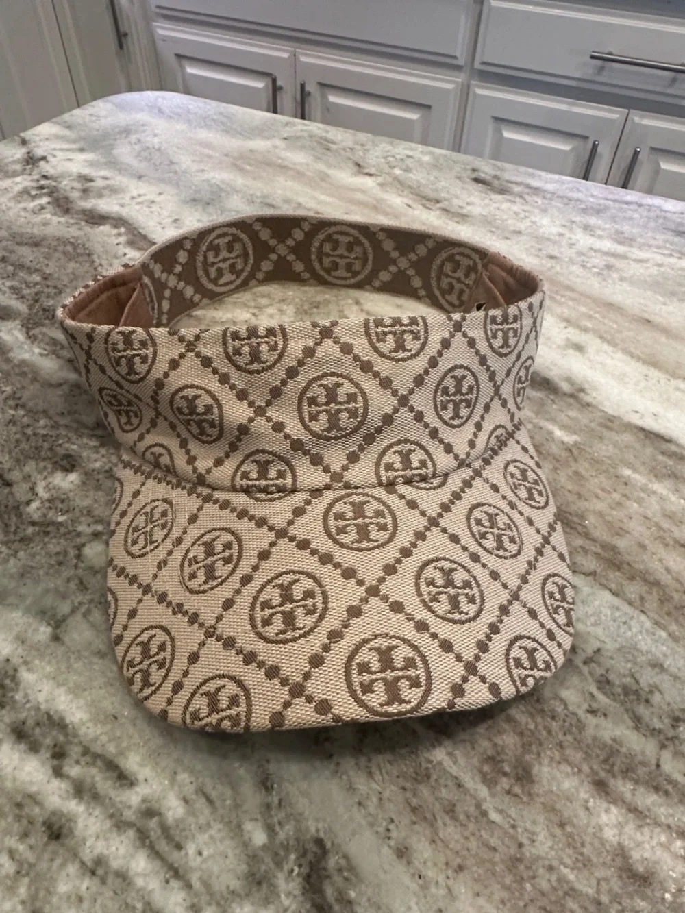 Tory Burch T Monogram Jacquard Visor Hazel NWOT